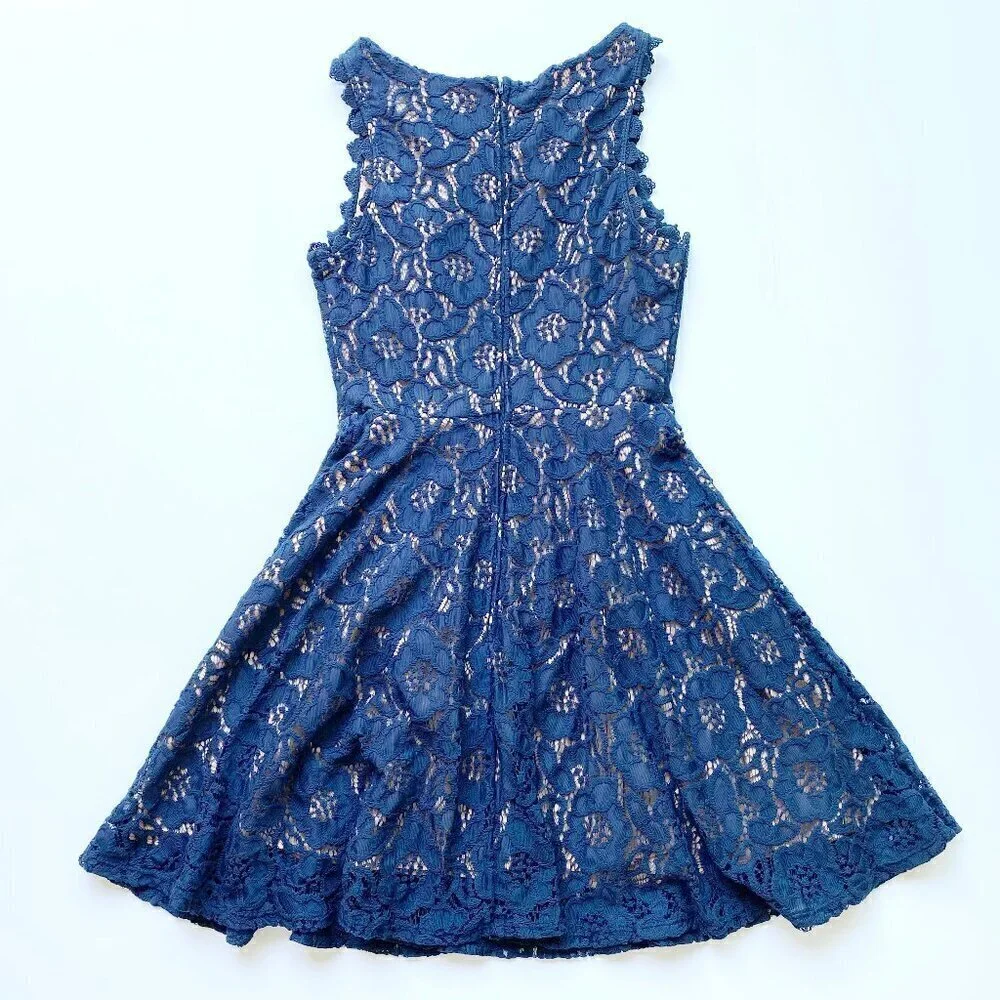 City Studio Navy Lace Fit & Flare Mini Dress 3 / S - Picture 3 of 11